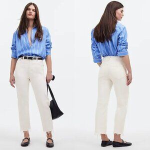 Madewell The '90s‎ Straight Crop Jean Tile White Size 27 High Rise Raw Hem NQ179